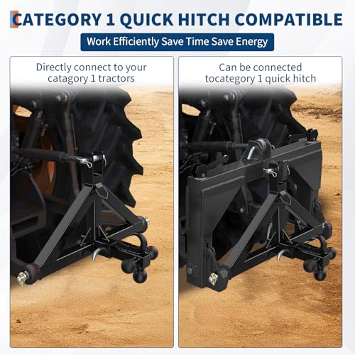Garvee 3 Point Hitch Receiver with 2 in Receiver, 3 Ball & Hook - color: Black-1, size: 33"x 17.5"
