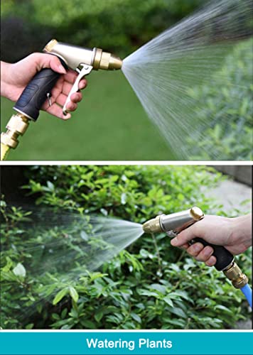 ESOW Garden Hose Nozzle, Heavy Duty Metal Brass Nozzle, 4 Spray Patterns - color: Black