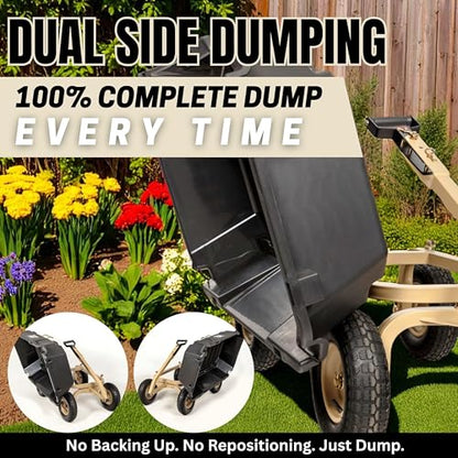 Heavy-Duty Garden Cart on Wheels – 7 Cu. Ft. Patented Dual Side Poly Dump Cart, 1200 lb. Capacity, All-Terrain Utility Wagon with Pneumatic Wheels for Yard, Garden, Farm & Work - size: 13" Pneumatic