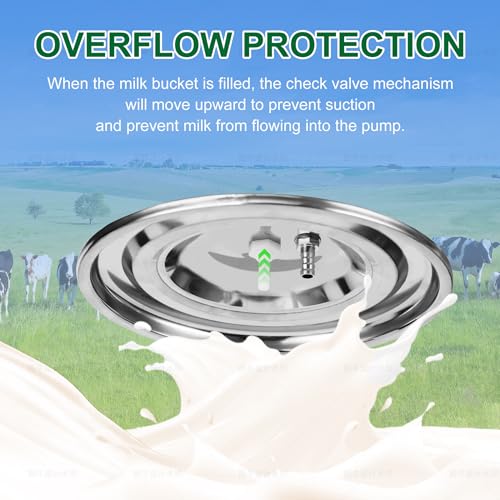 Upgrade 2-in-1 Goats and Cows Milking Machine, 0.8Gal/3L Food-Grade Stainless Steel Bucket with 5200mAh Built-in Rechargeable Battery, 4 Teat Cups, Cordless Pulsation Vaccum Electric Milking Machine - size: 3L