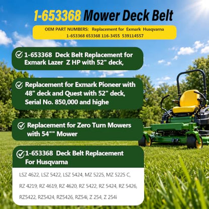 1-653368 Mower Deck Cutting Belt 5/8" x 154" for Exmark Husqvarna - size: 1-653368