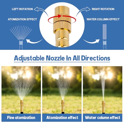Kalolary 100FT Misting Cooling System with 360°Adjustable Nozzles - size: 100FT with Adjustable Brass Spray Nozzles