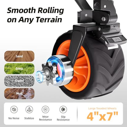 EchoSmile Wagon Carts Foldable Heavy Duty, 500Lbs Wt, 300L Cap, Black&Orange - color: Black&orange