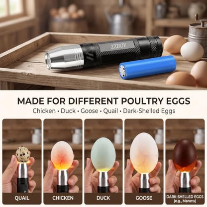 Egg Candler for Chicken Eggs, Rechargeable USB Egg Candling Light - color: Black