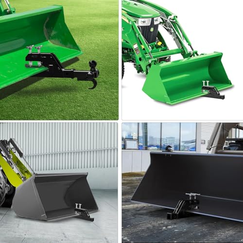 Black Clamp on Bucket Hitch 2" Ball Mount Receiver Adapter, 2025 New Upgraded Anti-Slip Black Clamp on Trailer Hitch for Kubota Tractor Bucket,Bucket Trailer Hitch Attachment