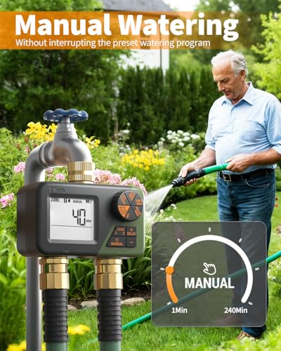 Diivoo Sprinkler Timer 2 Zone for Outdoor Watering, Garden Hose Timer - size: 2 Outlets