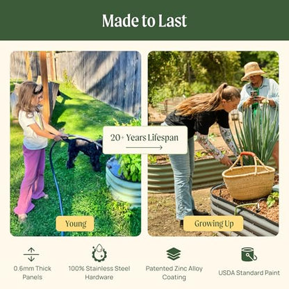 Vego garden 26" Extra Tall Raised Garden Bed Kits, 9 in 1 Modular Raised Planter Box for Vegetables Flowers Fruits Oval Metal Raised Garden Modern Gray - color: Modern Gray, size: 9 in 1