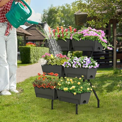 Vertical Raised Garden Bed for Gardening 6 Garden Planter Boxes with Legs - color: Gray