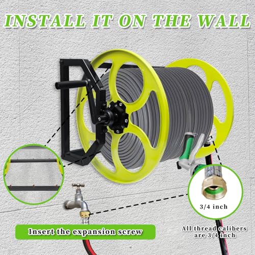 400FT Wall/Floor Mount Garden Hose Reel with Crank, for 5/8",