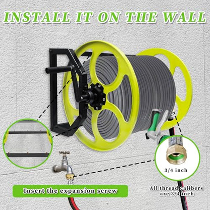 400FT Wall/Floor Mount Garden Hose Reel with Crank, for 5/8",