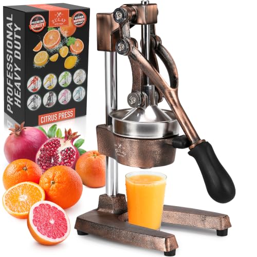 Zulay Kitchen Cast Iron Juicer - Heavy Duty Orange Juicer with Detachable Strainers for Easy Cleaning, Citrus Press for Citrus Fruits, Perfect for Bartenders, Juice Lovers & Health Enthusiasts - color: Copper, size: Cast Iron Juicer