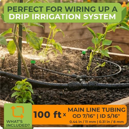 CARPATHEN 5/16" Irrigation Tubing Parts for Drip Irrigation Watering System - size: 100 ft