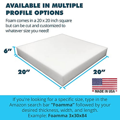 Foamma 6" x 20" x 20" High-Density Upholstery Foam Padding, Thick Custom Pillow, Chair and Couch Cushion Replacement, Craft Supplies for Upholstery and Seat Repair - color: High Density, size: 6" x 20" x 20", style: 1 Pack