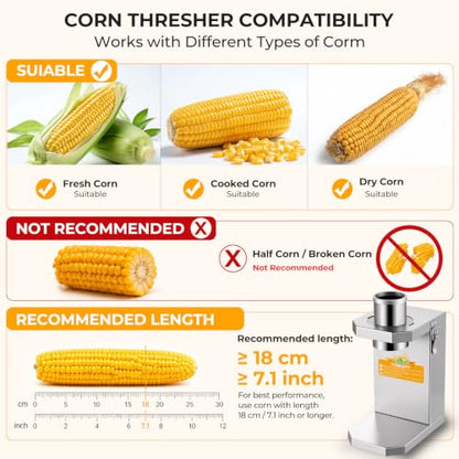 Corn Sheller, 60W Stainless Steel Machine for Home & Commercial