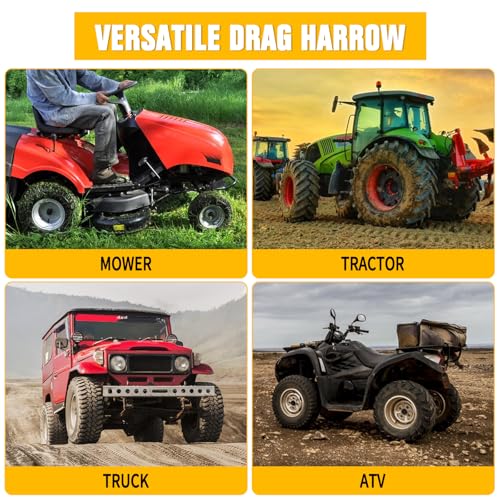 4FT Heavy Duty Drag Harrow Driveway Grader Power Rake - size: 4FT