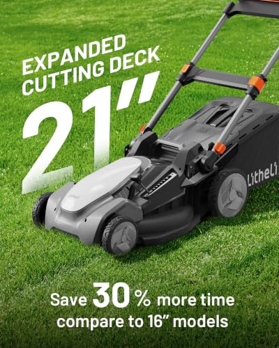 Litheli 21" Cordless Lawn Mower, 2 x 8.0Ah Battery Powered Lawn Mower - size: 21"