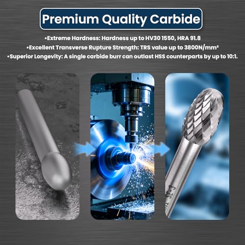 LU&MN SE-3 Tungsten Carbide Burr, 3/8" Head 1/4" Shank, 1 Pcs - size: SE-3