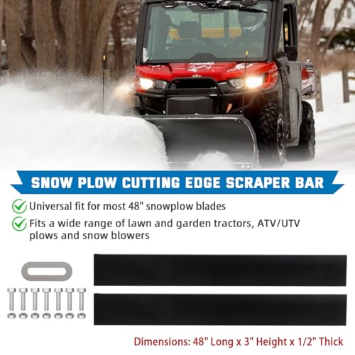 48" Universal Poly Snow Plow Cutting Edge, 1/2" Heavy-Duty Scraper Bar - size: 48 Inch