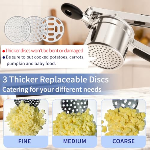 SPEENSUN Heavy Duty Potato Ricer, 3 Interchangeable Discs, Stainless Steel