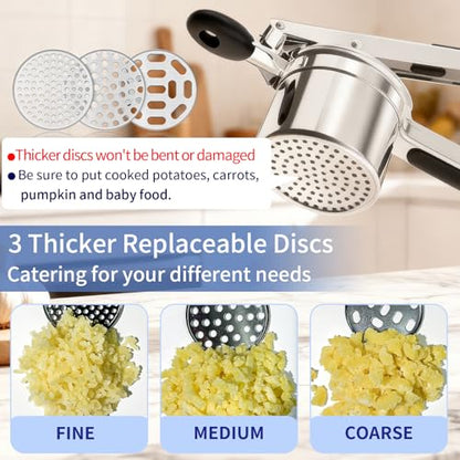 SPEENSUN Heavy Duty Potato Ricer, 3 Interchangeable Discs, Stainless Steel
