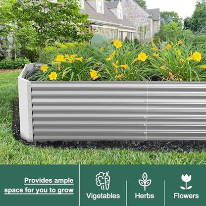 Land Guard 2 Pack 6×3×2 ft Galvanized Metal Raised Garden Bed, 2FT Deep Root Elevated Planter Box Steel Large Vegetable Flower Bed Kit, Silver