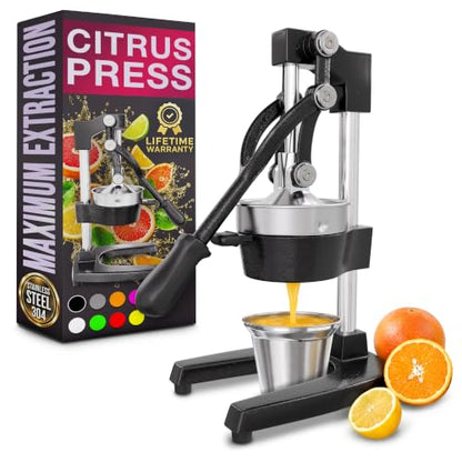 Cast Iron Juicer Hand Press, Heavy-Duty Squeezer (Black) - color: Black