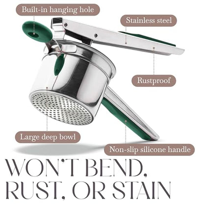 Bellemain Stainless Steel Potato Ricer Mashed Potato Masher - Green - color: Green