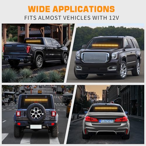 XRIDONSEN 35 inch Traffic Advisor Light Bar 48 LED Amber Strobe Lights - color: Amber