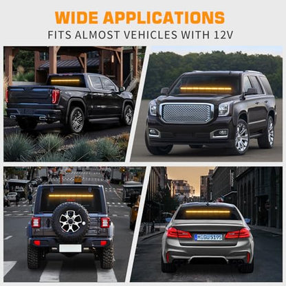 XRIDONSEN 35 inch Traffic Advisor Light Bar 48 LED Amber Strobe Lights - color: Amber