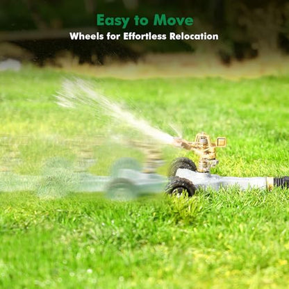 RESTMO Heavy Duty Full Metal Impact Sprinkler with Wheeled Base - size: 1 Pack