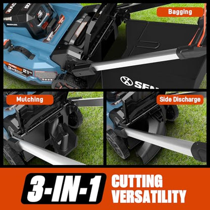 SENIX 60 Volt Max* 21-Inch 3-in-1 Cordless Push Lawn Mower - size: 21in with 6Ah Battery
