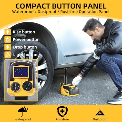 STANDTALL Electric Car Jack 5 Ton 18V Hydraulic, Cordless, Remote Control - color: Yellow Jack