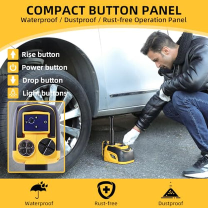 STANDTALL Electric Car Jack 5 Ton 18V Hydraulic, Cordless, Remote Control - color: Yellow Jack