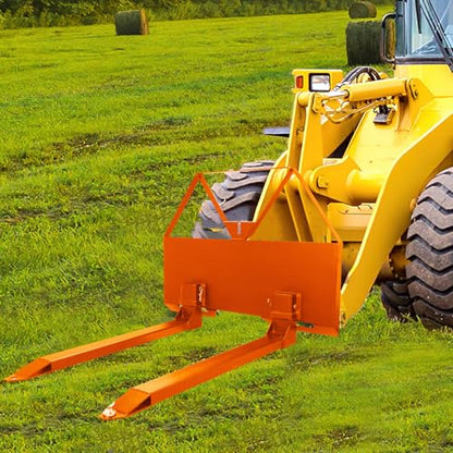46" Pallet Fork Quick Attach Mount Skid Steer Attachments with Hitch Ball 2600 lbs Capacity Compatible with Loaders Tractors, Orange