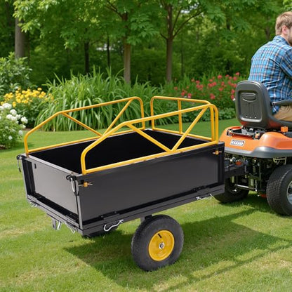 Jocisland 500 LBS ATV UTV Tow Behind Dump Cart, Garden Utility Trailer
