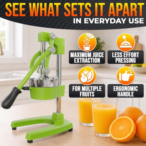 Cast Iron Juicer Hand Press, Heavy-Duty Squeezer (Green) - color: Green
