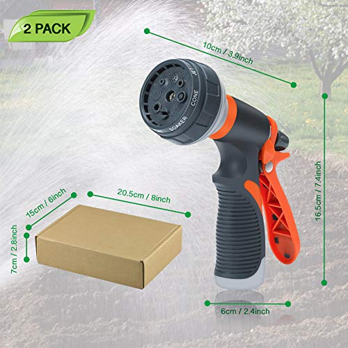 Garden Hose Nozzle 2 Pack Heavy Duty Hose Spray Gun 8 Way High Pressure