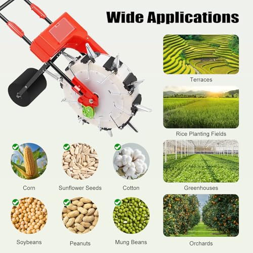 10-Row Manual Garden Seeder, Corn Planter, Hand Push Precision Seeder Planter for Corn Soybean Peanut Seeds, Adjustable Depth, 6.3" Sowing Spacing - size: 10-Row