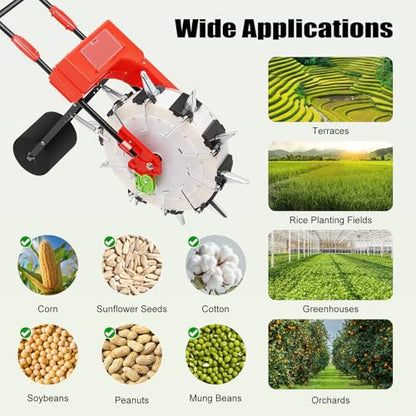 10-Row Manual Garden Seeder, Corn Planter, Hand Push Precision Seeder Planter for Corn Soybean Peanut Seeds, Adjustable Depth, 6.3" Sowing Spacing - size: 10-Row