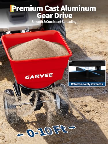 GarveeLife Tow Behind Broadcast Spreader, 130 Lbs Capacity Salt Spreader