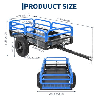 Garvee 1500 lbs ATV UTV Trailer, Pull Behind Dump Cart Lawn Mower Trailer - color: Blue