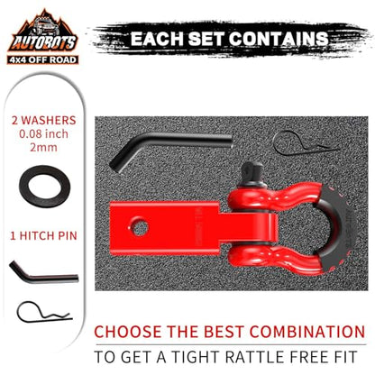 AUTOBOTS Tow Hitch Receiver 2" Shackle Hitch Receiver Red- Red - color: RED-RED