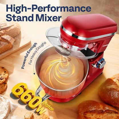 VIVOHOME Stand Mixer, 6-Quart Tilt-Head Kitchen Mixer with Bowl, Red - color: Bright Red