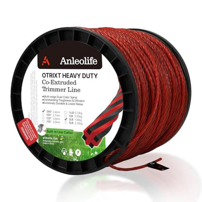 Anleolife .095" Octa-Twist Weed Eater String, Heavy Duty, 921ft 3 lb Spool - color: .095 Red, size: 3 Pound
