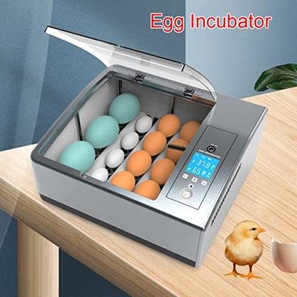16 Chicken Egg Incubator,Mini Automatic Temperature Incubator, Fully Digital Hatcher with Automatic Turner Temp Control,LCD Screen, for Hatching Chicken Quail(Grey)