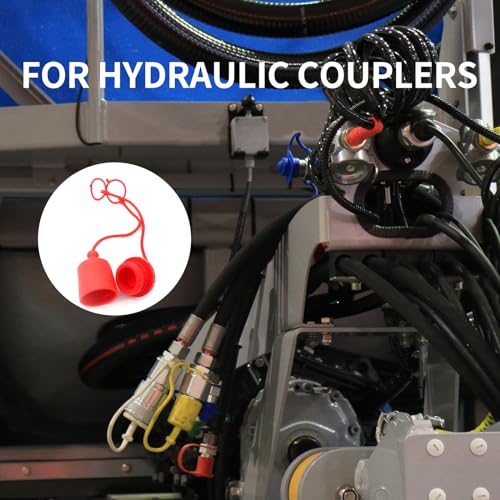 1/2"" ISO7241A Hydraulic Coupling Dust Cap and Plug,Red Rubber Male Dust Cap and Female Plug Covers for Hydraulic Quick Coupler 4set, 0.5 Inch - size: 0.5 Inch, style: ISO7241A