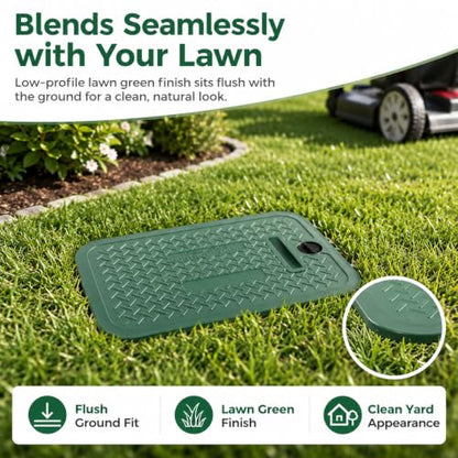 Green Irrigation Valve Cover & Box Lid | 12"x17" 113c Series Heavy Duty Sprinkler Box Cover with Protective Plug | UV-Resistant Water Valve Protector for Outdoor Lawn & Garden - size: 12in