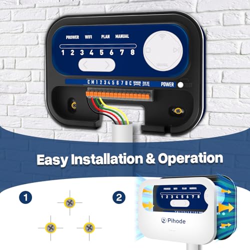 8 Zone Smart Sprinkler Controller, Local Weather Intelligence Automatic & App Remote Control, Customized Watering Schedule and Seasonal Adjustment WiFi Sprinkler Controller
