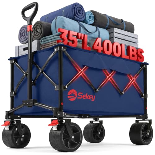 Sekey 250L Beach Wagon, 400 lb Capacity, Foldable, All-Terrain Wheels - color: Royal Blue