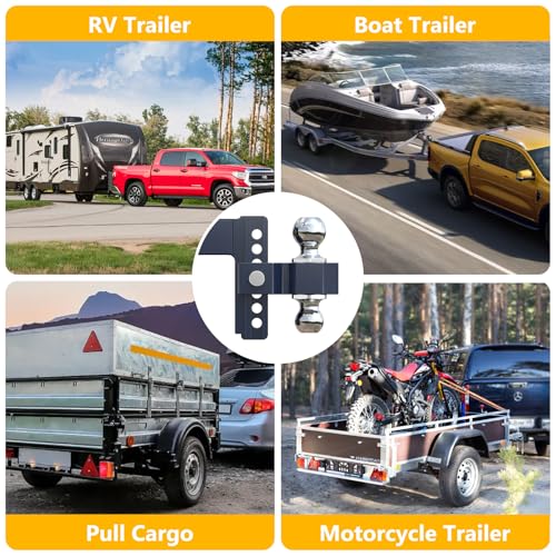 Adjustable Trailer Hitch, Drop Hitch for 2.5 Inch Receiver, 6 inch Aluminum Truck Hitch, 2 and 2-5/16 inch Balls, 18,500 LBS GTW,Bule Tow Hitches with Two Anti-Theft Locks